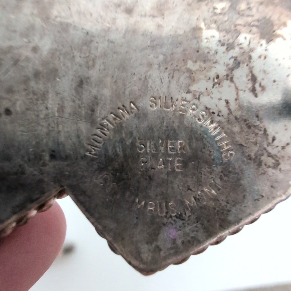 Montana Silversmiths Black Leather Western Belt Heart Silver Plate 27-30 HEAVY - Picture 6 of 9